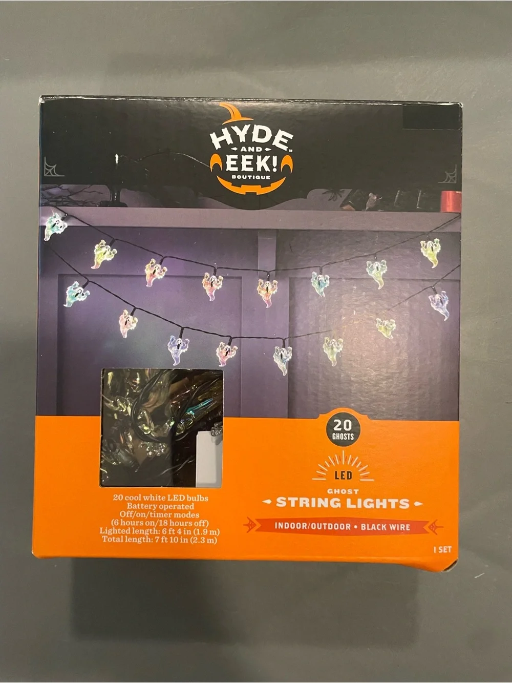 Hyde & Eek! 20ct LED Battery Operated Iridescent Ghost Halloween String Light